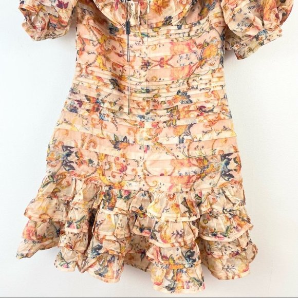 Beulah Dress Summer Mini Floral Ruffle Puff Sleeve Zimmermann Dupe - Picture 10 of 13